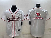 Men's Arizona Cardinals White Team Big Logo With Patch Cool Base Stitched Baseball Jersey,baseball caps,new era cap wholesale,wholesale hats